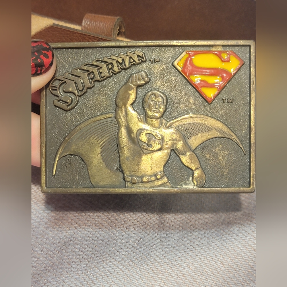 Vintage 1976 Superman Belt Buckle Lee Company Brass DC Comics Solid Brass
